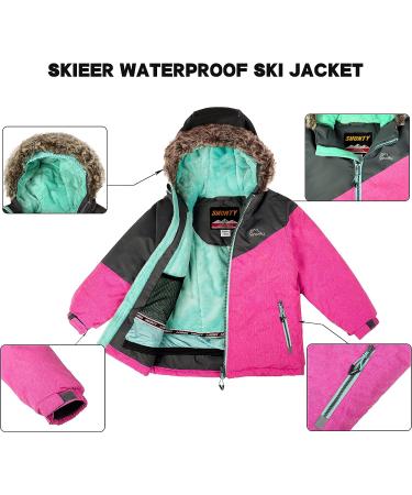 SMONTY Girls Winter Snow Suit Set - Gray/Pink 8 | Hooded Ski Jacket & Pants | Windproof, Waterproof & Warm - Buy Online on GoSupps.com