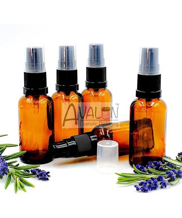 Avalon Cosmetic Packaging 30ml Amber Glass Bottles with Pump - Pack of 5. Empty refillable amber bottles (5pcs) with Black Treatment Pump. Suitable for Sanitising Gels Face Creams Serum Lotion etc. - Buy Online on GoSupps.com