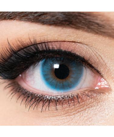 Contact lenses colored without strength blue |Colored annual lenses |Soft lenses soft hydrogel |2 pieces of color lenses + lentil containers |0.0 diopters |natural colors |Charmiga Azur - Buy Online on GoSupps.com