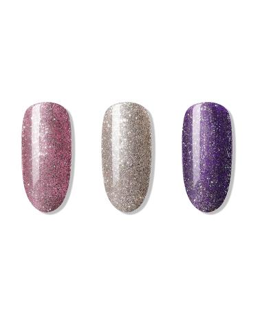Buy Bluesky Dazzling Platinum Gel Trio Set - Purple & Gold Glitter 10ml | UV/LED Nail Art Gel | International Shipping Available - Buy Online on GoSupps.com