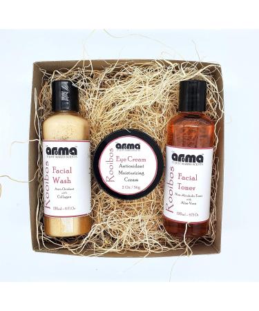 Rooibos Skincare Collection | Natural Glow Gift Set - Facial Wash Toner & Eye Cream - Buy Online on GoSupps.com