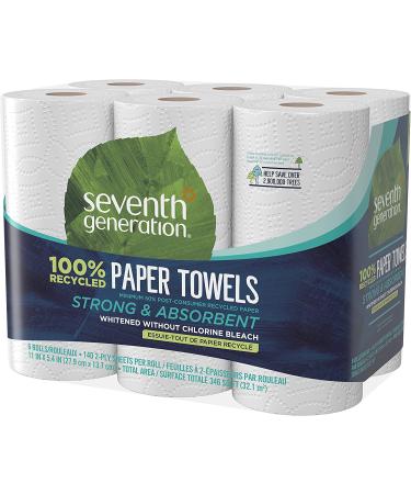 Seventh Generation Paper Towels - 100% Recycled, 2-Ply, Eco-Friendly (4 Packs of 6) - Buy Online on GoSupps.com