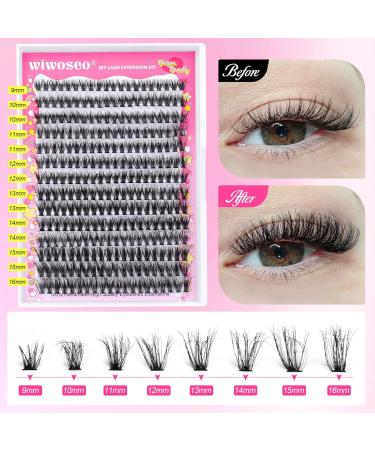 Wiwoseo Fluffy Lash Clusters Kit â€“ 40P Individual Eyelashes (9-16MM), Lash Bond & Seal Glue, Tweezers Included for Self Application - Buy Online on GoSupps.com