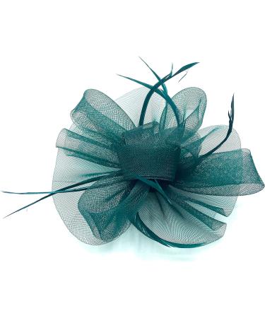 Ladies Feather Fascinator with Clip/Aliceband Weddings Races Royal Ascot Hair Piece (Dark Green) - Buy Online on GoSupps.com