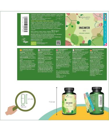 Organic Ginger Capsules Vegavero 650mg | Lab-Tested, Additive-Free | 120 Vegan Capsules - Buy Online on GoSupps.com