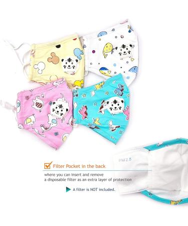 Kids Premium Cotton Reusable Masks - Washable with Breather Valve & Filter Pocket (Set of 4 Colors) - International Shipping Available - Buy Online on GoSupps.com