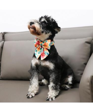 Unique Style Paws Colorful Flower Dog Collar | Adjustable Cotton Fly Collar for Boys & Girls | XS (20.3 30.5 cm) - Orange & Pink Flowers - Buy Online on GoSupps.com