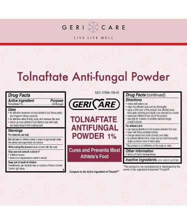 Tolnaftate Antifungal Powder 1% by Geri-Care - Athlete's Foot Care - 45g Bottle - Buy Online on GoSupps.com