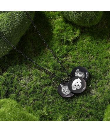 Personalized Pet Necklace for Men & Women - Engraved Portrait Name & Photo - Stainless Steel Pet Memory Gifts with 4 Round Slices - Memediy - Buy Online on GoSupps.com