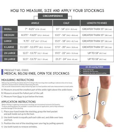 Truform 20-30 mmHg Aloe Infused Knee High Compression Stockings - Open Toe Black 2X-Large - Medical Quality for Comfort & Support - Buy Online on GoSupps.com