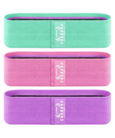 Resistance Bands Set - Booty & Legs Exercise Bands, Anti-Slip Fabric Stretch Bands, Workout Bands for Women/Men, Working Out, Hip Circle Lift, Thigh, Squat, Yoga, at Home Fitness or Gym - 3 Levels Green, Pink, Purple - Buy Online on GoSupps.com