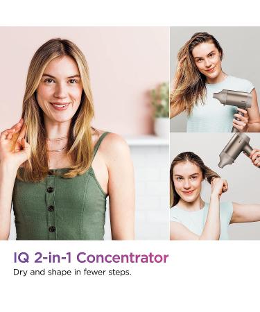 Shark HD112BRN HyperAIR Hair Blow Dryer with IQ 2-in-1 Concentrator - Fast-Drying, Rotatable Hot Air Brush, Ionic Technology - No Heat Damage - Auto Presets and Styling Attachments - Stone Concentrator & Brush - Buy Online on GoSupps.com