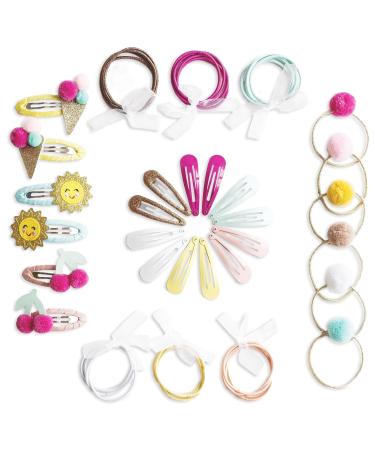 Paper dragon special 48 hair clips and hair tie in many colors - durable and robust - children's spectrums with glitter and fabric cover - hair accessories * ice * - for long and fine hair
