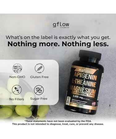 Gflow Vitamins Apigenin Supplement for Sleep with Magnesium Glycinate Complex and L-theanine Supplement - 19 in 1 Ashwagandha L Tryptophan 5-HTP GABA Phosphatidyl Serine Chamomile | Made in USA - Buy Online on GoSupps.com