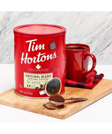 Tim Hortons Original Blend Medium Roast Ground Coffee - 48oz Canister of Canada's Favorite 100% Arabica Beans - 3lb Pack - Buy Online on GoSupps.com