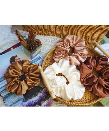 4-Piece Satin Silk Scrunchies Set | Big Hair Scrunchies for Ponytails | Gentle on Hair - Buy Online on GoSupps.com