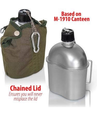 Maxam Aluminum Canteen 32oz with Cover and Cup - Lightweight and Durable - Buy Online on GoSupps.com