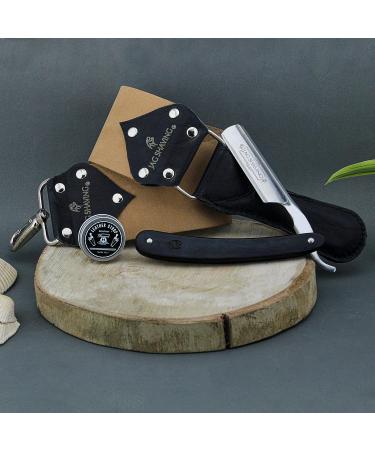 Jag Shaving Cut Throat Razor Set | 3-Part Black Straight Razor Set with Pure Leather Straps - Double-Sided Shaving Solution for a Smooth Shave - Buy Online on GoSupps.com