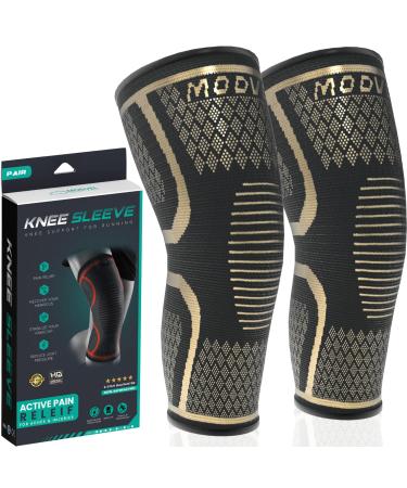 MODVEL 2 Pack Knee Brace | Knee Compression Sleeve for Men & Women | Knee Support for Running | Medical Grade Knee Pads for Meniscus Tear, ACL, Arthritis, Joint Pain Relief. X-Large High-Copper