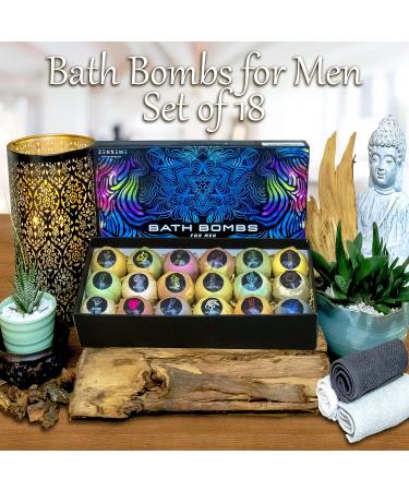 Bath Bombs for Men  Gift Set of 18 Scented Organic Handmade Bath Bombs of 2.5 oz with Natural Essential Oils. Perfect for Boyfriend  Husband  Father or Friend  by ZenseMe - Buy Online on GoSupps.com
