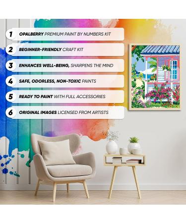 Opalberry Framed Paint by Numbers Kit for Adults - DIY Paint by Number on Canvas - Pink Porch Theme - Buy Online on GoSupps.com