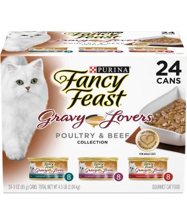 Purina Fancy Feast Gravy Lovers Poultry & Beef Feast Collection Wet Cat Food Variety Packs Poultry & Beef - 24 cans 3 Ounce (Pack of 24) - Buy Online on GoSupps.com