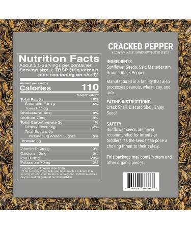 SMACKIN' Sunflower Seeds | Roasted Jumbo Sunflower Seeds | 4 Ounce Flavored Sunflower Seeds | Small-Batch American Made Sunflower Seeds | 12 Bags of Sunflower Seeds | Keto Snacks (Cracked Pepper) - Buy Online on GoSupps.com