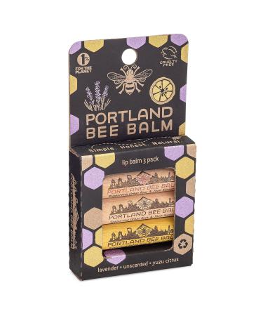 Portland Bee Balm Chapstick 3-Pack - Lavender Yuzu & Unscented | Natural Lip Care for All Skin Types - Buy Online on GoSupps.com