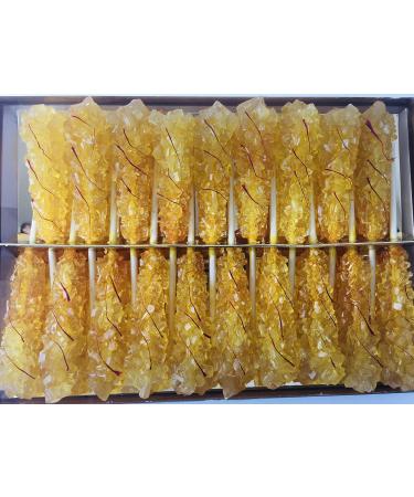 Buy SAFFRON Rock Candy Sticks - 19 Individually Wrapped Sticks per Can | Premium International Shipping - Buy Online on GoSupps.com