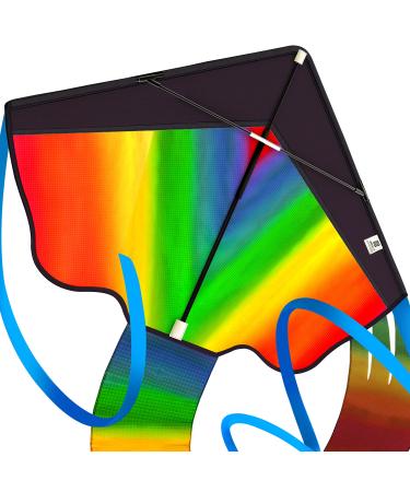 Extremely Easy to Fly Beginners Kites for Kids, Classic Rainbow Kids Kite for Family Outdoor Games and Activities, Soars High in Low Wind Speed - Kites for Adults, Kids Ages 4-8, 8-12 and Toddlers 3-5