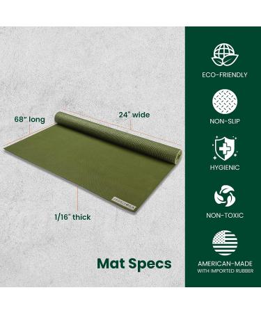 JadeYoga Voyager Yoga Mat - Lightweight Natural Rubber Portable Fitness Mat - Olive Green - Non-Slip for Home or Gym - Buy Online on GoSupps.com