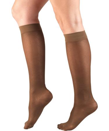 Truform Sheer Compression Stockings for Women - 15-20 mmHg Knee High Diamond Pattern Espresso - Small Size (1 Pair - Buy Online on GoSupps.com