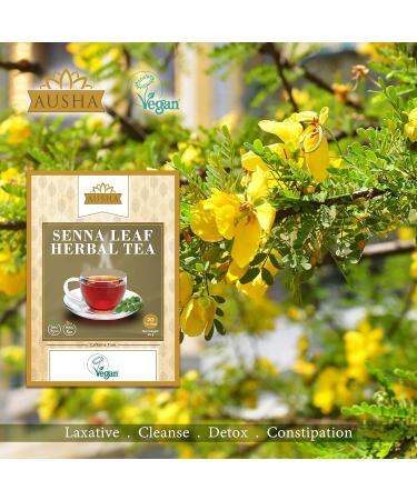 Ausha Senna Leaves Tea - 20 Tea Bags for Constipation Relief | Natural Laxative & Detox Cleanse - 20 Count Pack - Buy Online on GoSupps.com