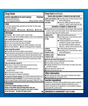 Amazon Basic Care 24 Hour Allergy Nasal Spray - Triamcinolone Acetonide 55 mcg - Non-Drowsy Allergy Medicine, 0.57 fl oz - Buy Online on GoSupps.com