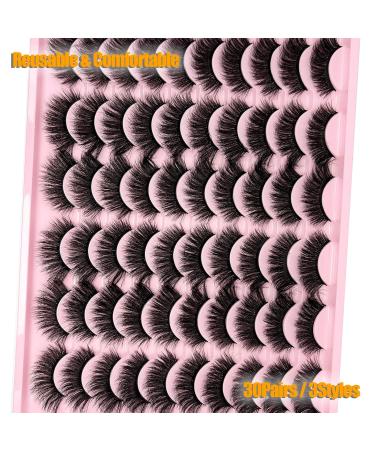 Bulk Cat Eye Faux Mink Lashes - 30 Pairs C Curl 18mm Long 3D Volume Natural False Eyelashes for Wholesale - Buy Online on GoSupps.com
