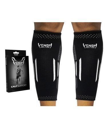 Venom Calf Brace Compression Sleeves (Pair) - Elastic Support Socks for Pain Relief  Strain  Sprain  Shin Splints  Muscle Tear  Cramps  Running  Basketball  Football  Soccer  Men  Women Black X-Large