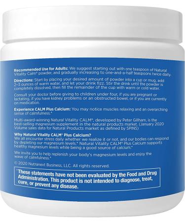 Natural Vitality Raspberry Lemon Calm Plus Calcium Drink Mix - 8 oz | Relax & Replenish - Buy Online on GoSupps.com