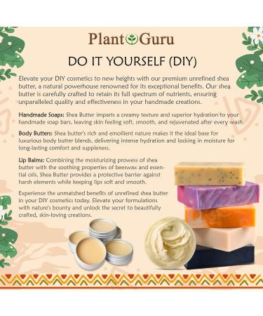 Plant Guru Raw African Shea Butter 16 oz. 100% Pure Natural Unrefined YELLOW - Ideal Moisturizer For Dry Skin Body Face And Hair Growth. Great For DIY Soap and Lip Balm Making. 16 Ounce (Pack of 1) - Buy Online on GoSupps.com