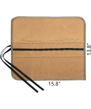 Denifiter Waxed Canvas Roll-up Pencil Bag  Heavy Duty Artist Paint Brushes Organize Pouch (Khaki) - Buy Online on GoSupps.com