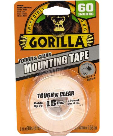 Gorilla Tough & Clear Double Sided Mounting Tape Weatherproof 1 x 60 Clear (Pack of 2) 2 Pack - Buy Online on GoSupps.com