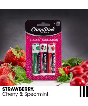 ChapStick Lip Care Bundle Classic Collection 3-Pack with Spearmint Cherry & Strawberry ChapStick + Classic Original Lip Balm 0.15 Oz Ea (5 Piece Set) - Buy Online on GoSupps.com