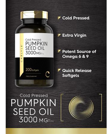 Carlyle Cold Pressed Pumpkin Seed Oil 3000mg - 200 Softgels | Premium Dietary Supplement - Buy Online on GoSupps.com