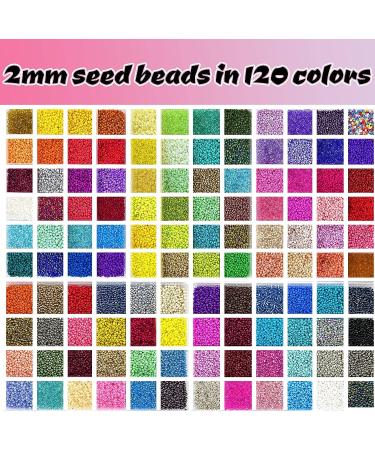 54000pcs Glass Seed Beads Jewelry Making Kit - 120 Colors, 2mm Small Beads with Evil Eye Beads, Charms, Pendants - DIY Bracelets Art & Craft - Buy Online on GoSupps.com