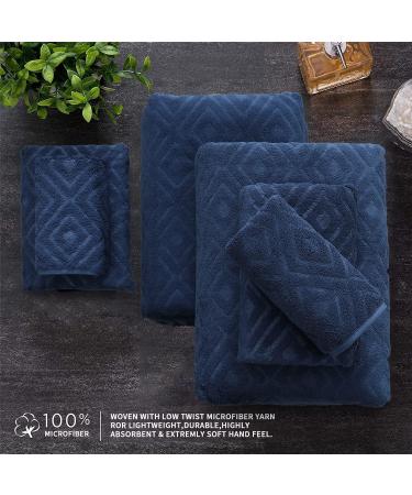 Navy Blue 4-Pack Washcloths Set 13x13 - Premium Quality Towels for Bathroom, Hotel, Spa & Gym - Absorbent, Quick Dry, Soft Microfiber - Multipurpose Daily Use - Buy Online on GoSupps.com