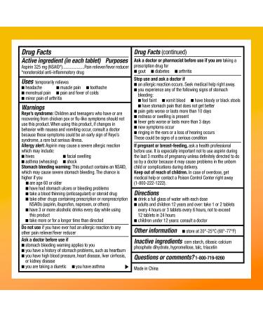 Amazon Basic Care Aspirin 325mg Coated Tablets - 500 Count NSAID Pain Reliever & Fever Reducer - Buy Online on GoSupps.com