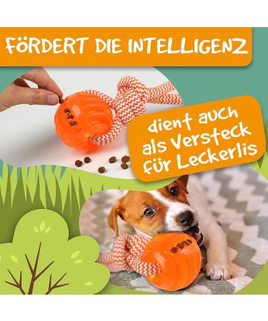 Rootsnoot Throwing Ball with Rope - Extra Gentle Tug Toy for Dogs | Neon Orange - Buy Online on GoSupps.com