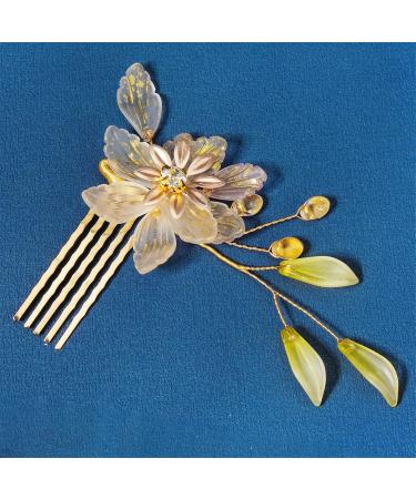 Bridal Wedding Hair Comb Bridal Headdress Resin Hair Comb Pearl Comb Bride Hair Wedding for Women and Girls 12.5x7.5cm Gold - Buy Online on GoSupps.com