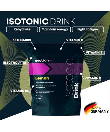 Evotion Pro Isotonic Beverage Powder 600g - Electrolyte Sports Drink with Calcium Magnesium Potassium & Sodium - Lemon Flavor for Optimal Hydration & Recovery - Buy Online on GoSupps.com