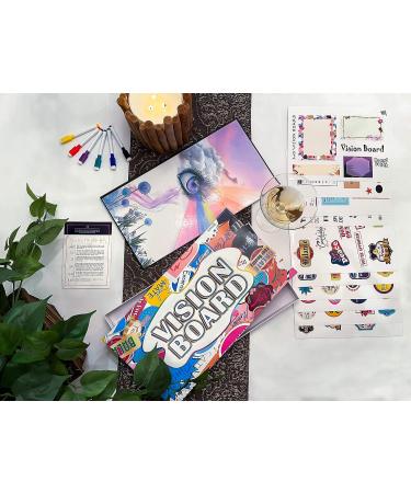 3-in-1 Vision Board Kit with 200+ Motivational Stickers - Manifest Your Goals with Law of Attraction | Foldable & Decorative Dry Erase Board (Zoe) - 27 x 17 - Buy Online on GoSupps.com