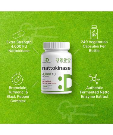 Nattokinase Supplement 4 000 FU Per Serving 240 Veggie Capsules Japanese Natto with Bromelain Turmeric Curcumin & Black Pepper Complex Digestive Enzymes & Heart Health Non-GMO Vegan - Buy Online on GoSupps.com